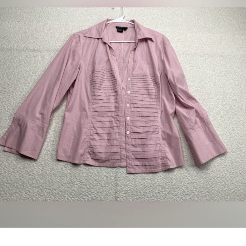 TRACY M Button-Up Blouse  Pleated Front  light Pink Size xl